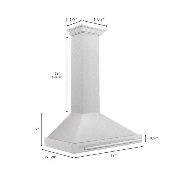 ZLINE 36 in. Fingerprint Resistant Stainless Steel Range Hood with Colored Shell Options and Stainless Steel Handle (KB4SNX-36) - Image 3