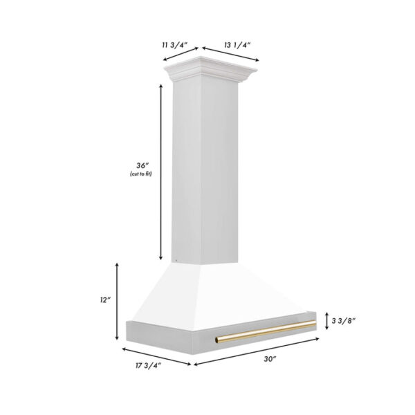 ZLINE 30 in. Autograph Edition Stainless Steel Range Hood with White Matte Shell and Accents (KB4STZ-WM30) - Image 4