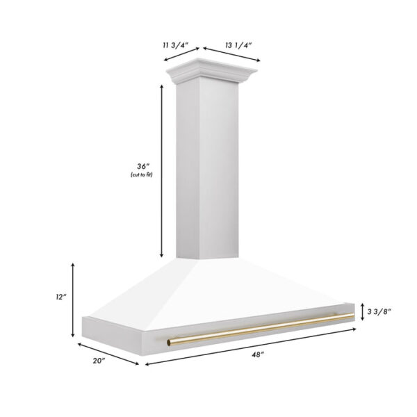 ZLINE 48 in. Autograph Edition Stainless Steel Range Hood with White Matte Shell and Accents (KB4STZ-WM48) - Image 7