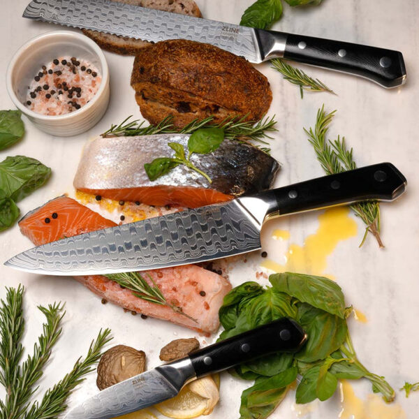ZLINE 3-Piece Professional Damascus Steel Kitchen Knife Set (KSETT-JD-3) - Image 11
