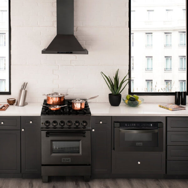 ZLINE 24 in. Professional Dual Fuel Range in Black Stainless Steel with Brass Burners (RAB-BR-24) - Image 14