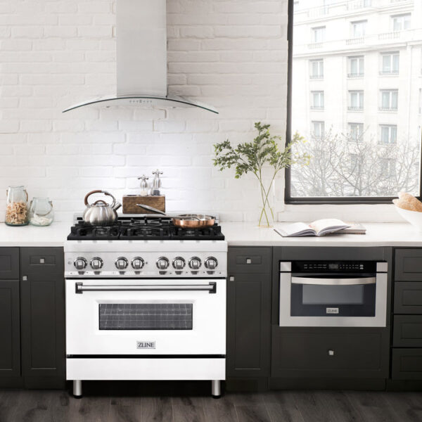 ZLINE 36 in. Dual Fuel Range with Gas Stove and Electric Oven in Stainless Steel with White Matte Door (RA-WM-36) - Image 7