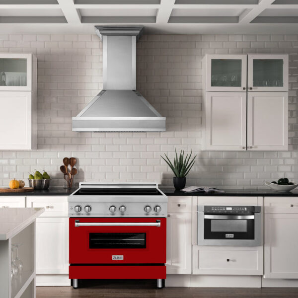 ZLINE 36 in. 4.6 cu. ft. Induction Range with a 4 Element Stove and Electric Oven with Red Matte Door (RAIND-RM-36) - Image 2
