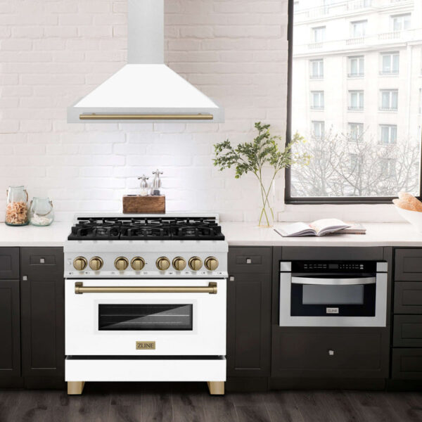 ZLINE 36 in. Autograph Edition in Fingerprint Resistant Stainless Steel Range Hood with White Matte Shell and Accented Handle (KB4SNZ-WM36) - Image 5