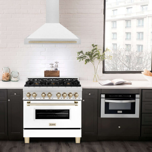 ZLINE 36 in. Autograph Edition in Fingerprint Resistant Stainless Steel Range Hood with White Matte Shell and Accented Handle (KB4SNZ-WM36) - Image 9