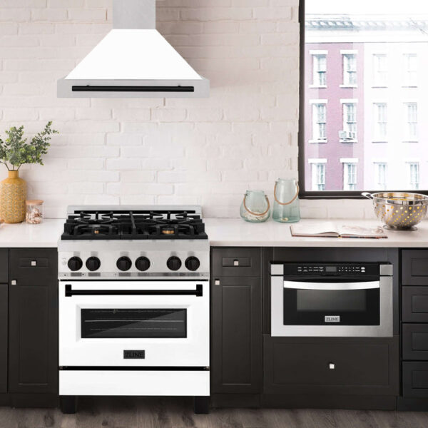 ZLINE 30 in. Autograph Edition Fingerprint Resistant Stainless Steel Range Hood with White Matte Shell and Accented Handle (KB4SNZ-WM30) - Image 7