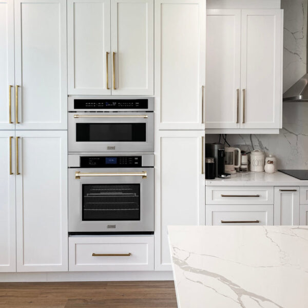 ZLINE 30 in. Autograph Edition Electric Single Wall Oven with Self Clean and True Convection in Fingerprint Resistant Stainless Steel and Polished Gold Accents (AWSSZ-30-G) - Image 6