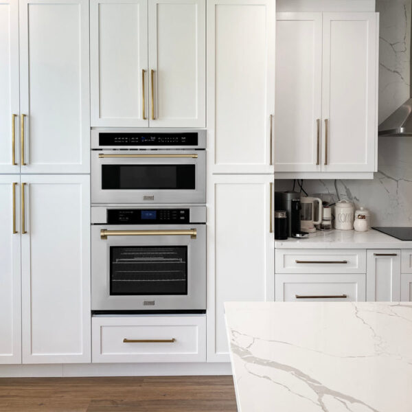 ZLINE 30 in. Autograph Edition Electric Single Wall Oven with Self Clean and True Convection in Stainless Steel and Champagne Bronze Accents (AWSZ-30-CB) - Image 8