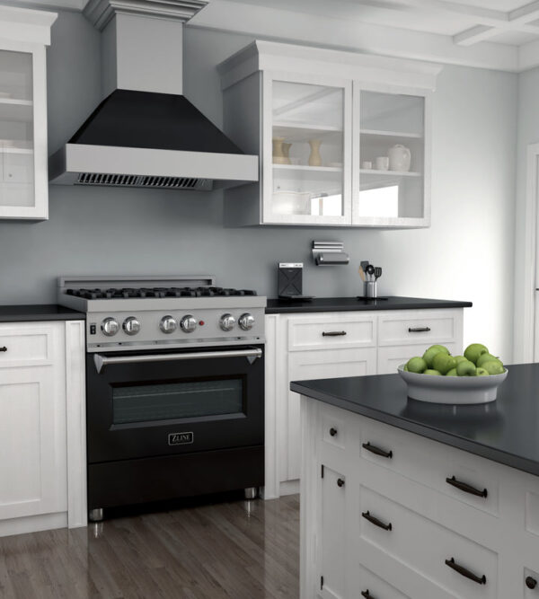 ZLINE 30 in. 4.0 cu. ft. Dual Fuel Range with Gas Stove and Electric Oven in All Fingerprint Resistant Stainless Steel with Black Matte Door (RAS-BLM-30) - Image 19