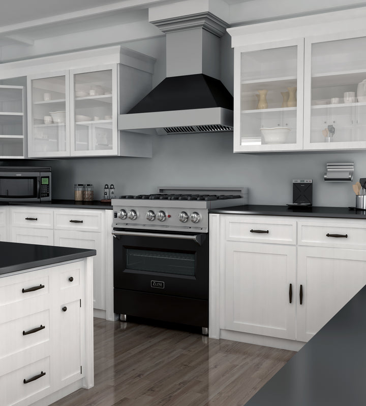 ZLINE 30 in. 4.0 cu. ft. Dual Fuel Range with Gas Stove and Electric Oven in All Fingerprint Resistant Stainless Steel with Black Matte Door (RAS-BLM-30) - Image 13