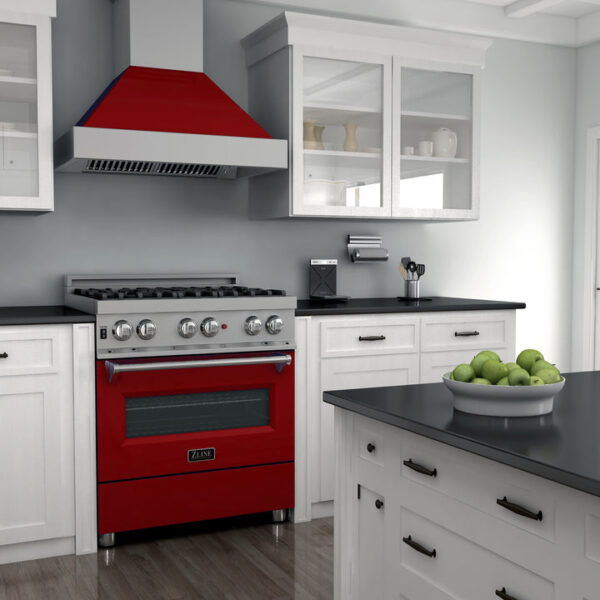 ZLINE 36 in. Professional Dual Fuel Range in Fingerprint Resistant Stainless Steel with Red Gloss Door (RAS-RG-36) - Image 9