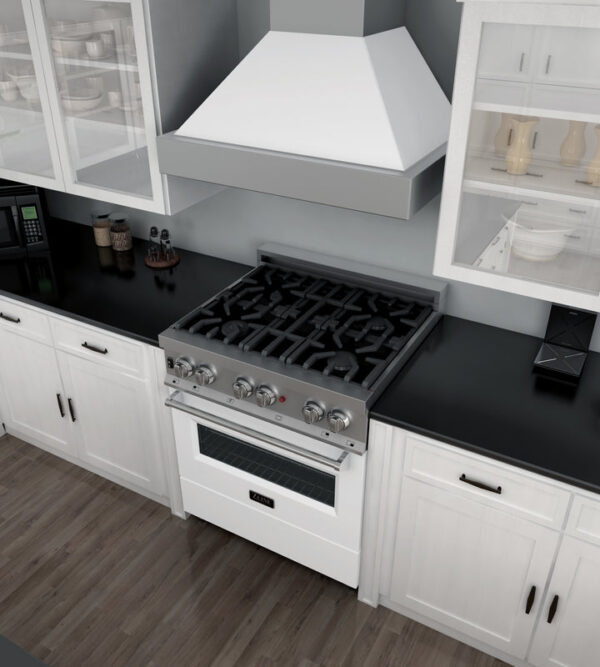 ZLINE 30 in. 4.0 cu. ft. Dual Fuel Range with Gas Stove and Electric Oven in All Fingerprint Resistant Stainless Steel with White Matte Door (RAS-WM-30) - Image 2