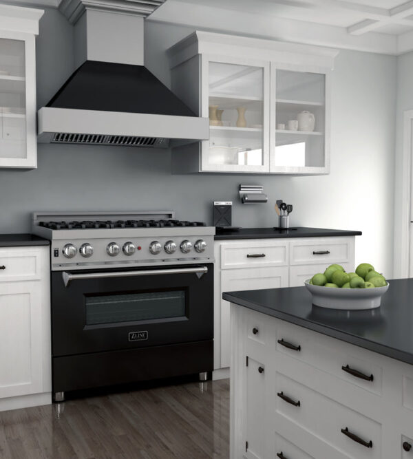 ZLINE 36 in. Professional Dual Fuel Range in Fingerprint Resistant Stainless Steel with Black Matte Door (RAS-BLM-36) - Image 12