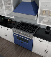 ZLINE 36 in. Professional Dual Fuel Range in Fingerprint Resistant Stainless Steel with Blue Gloss Door (RAS-BG-36) - Image 17