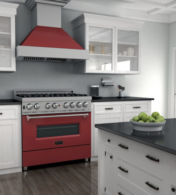 ZLINE 36 in. Professional Dual Fuel Range in Fingerprint Resistant Stainless Steel with Red Matte Door (RAS-RM-36) - Image 11