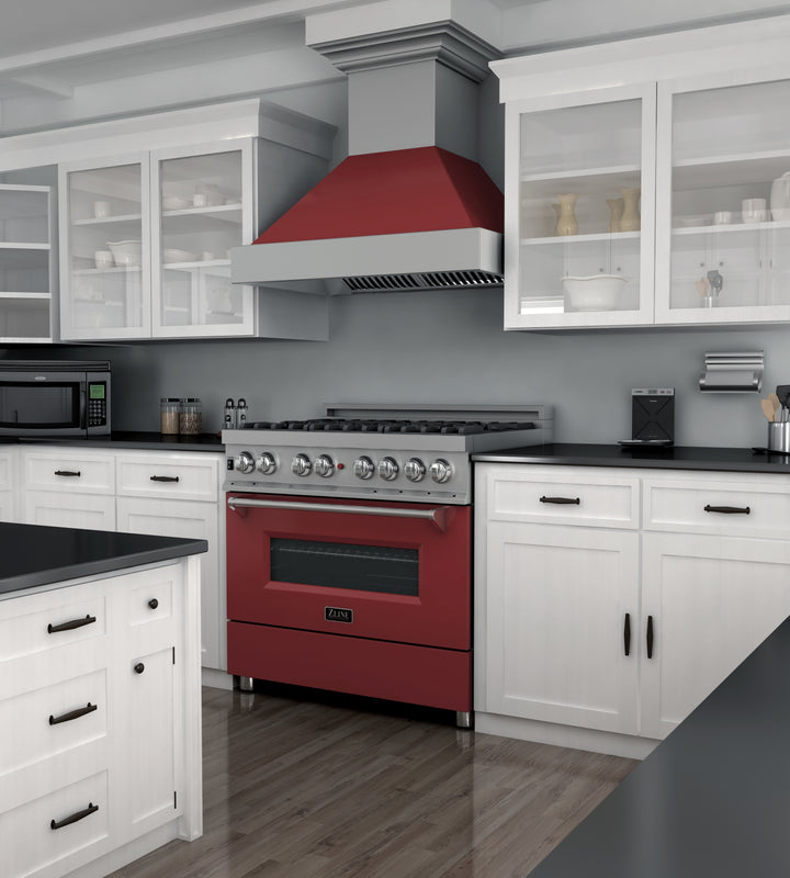 ZLINE 36 in. Professional Dual Fuel Range in Fingerprint Resistant Stainless Steel with Red Matte Door (RAS-RM-36) - Image 13