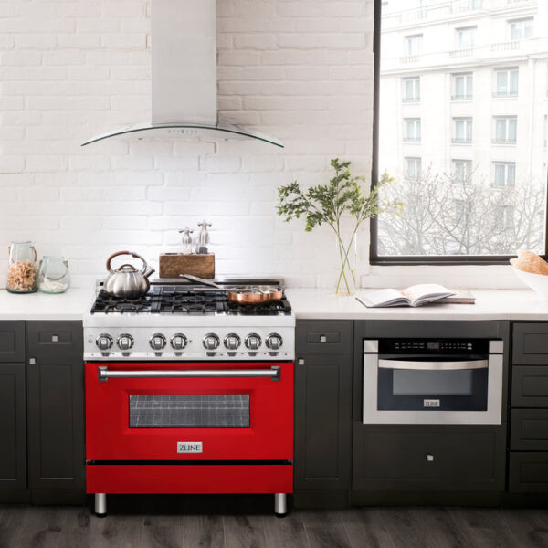 ZLINE 36 in. Dual Fuel Range with Gas Stove and Electric Oven in Stainless Steel with Red Matte Door (RA-RM-36) - Image 10
