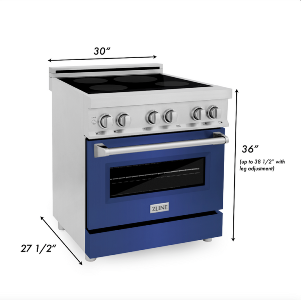 ZLINE 30 in. 4.0 cu. ft. Induction Range with a 4 Induction Element Stove and Electric Oven in Stainless Steel with Blue Matte Door (RAIND-BM-30) - Image 2