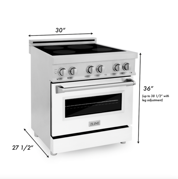 ZLINE 30 in. 4.0 cu. ft. Induction Range with a 4 Induction Element Stove and Electric Oven in Stainless Steel with White Matte Door (RAIND-WM-30) - Image 2