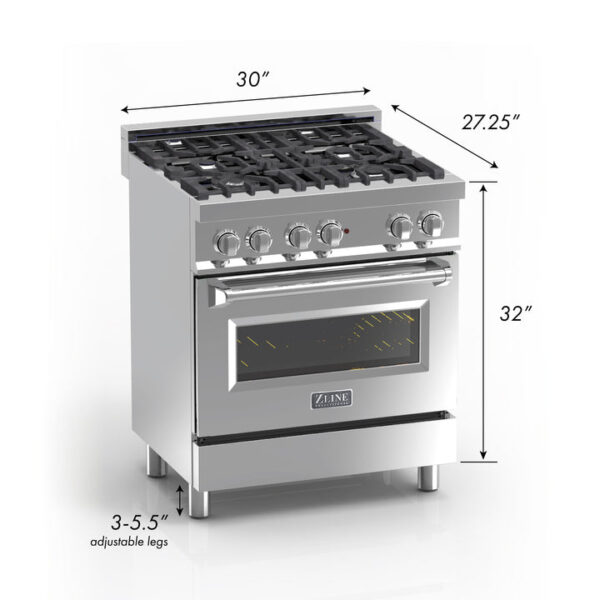 ZLINE 36 in. Professional Dual Fuel Range in Fingerprint Resistant Stainless Steel with Red Gloss Door (RAS-RG-36) - Image 2