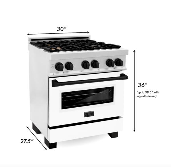 ZLINE Autograph Edition 30 in. 4.0 cu. ft. Dual Fuel Range with Gas Stove and Electric Oven in Fingerprint Resistant Stainless Steel with Matte Black Accents (RASZ-SN-30-MB) - Image 8
