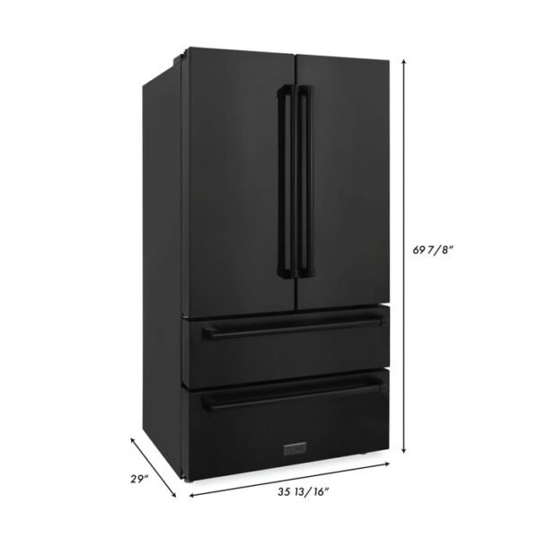 ZLINE 36 in. Freestanding French Door Refrigerator with Ice Maker in Black Stainless Steel (RFM-36-BS) - Image 2