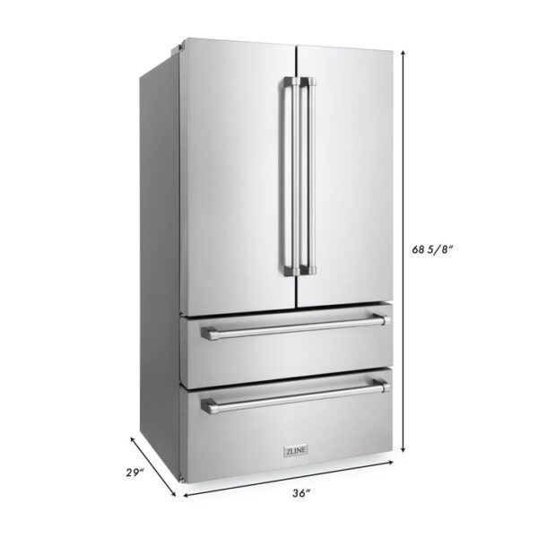 ZLINE 36 in. Freestanding French Door Refrigerator with Ice Maker in Fingerprint Resistant Stainless Steel (RFM-36) - Image 5