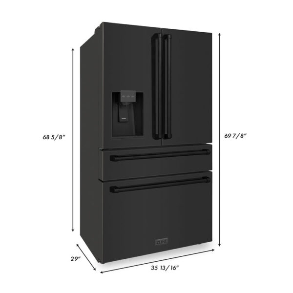 ZLINE 36 in. 21.6 cu. ft Freestanding French Door Fingerprint Resistant Refrigerator with External Water and Ice Dispenser with Filter (RFM-W-WF-36-BS) - Image 2