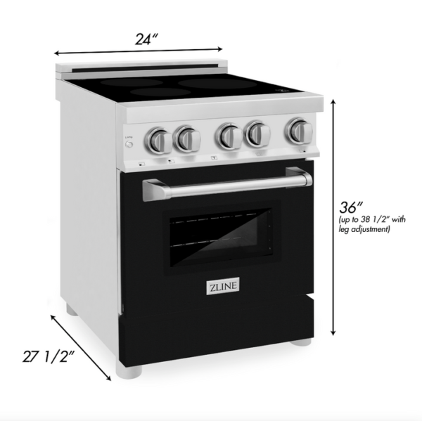 ZLINE 24 In. 2.8 cu. ft. Induction Range with a 3 Element Stove and Electric Oven in Stainless Steel with Black Matte Door (RAIND-BLM-24) - Image 2