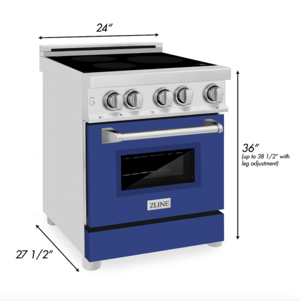 ZLINE 24 IN. 2.8 cu. ft. Induction Range with a 3 Element Stove and Electric Oven in Stainless Steel with Blue Matte Door(RAIND-BM-24) - Image 4