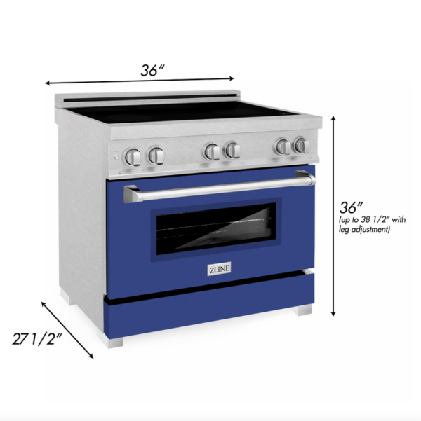 ZLINE 36 in. Induction Range in Fingerprint Resistant Stainless Steel with Blue Matte Door (RAINDS-BM-36) - Image 3