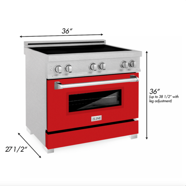 ZLINE 36 in. Induction Range in Fingerprint Resistant Stainless Steel with Red Matte Door (RAINDS-RM-36) - Image 2