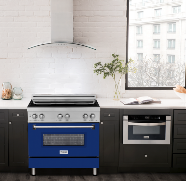 ZLINE 36 in. 4.6 cu. ft. Induction Range with a 4 Element Stove and Electric Oven with Blue Matte Door (RAIND-BM-36) - Image 2