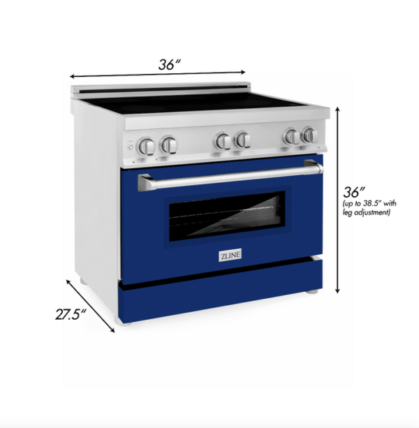 ZLINE 36 in. 4.6 cu. ft. Induction Range with a 4 Element Stove and Electric Oven with Blue Matte Door (RAIND-BM-36) - Image 3