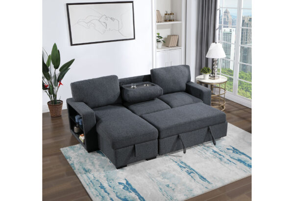 U0202 DARK GREY PULL OUT SOFA BED - Image 4