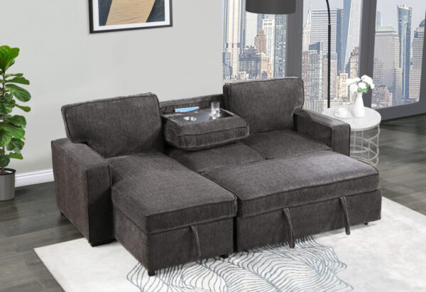 U0203 DARK GREY PULL OUT SOFA BED - Image 2