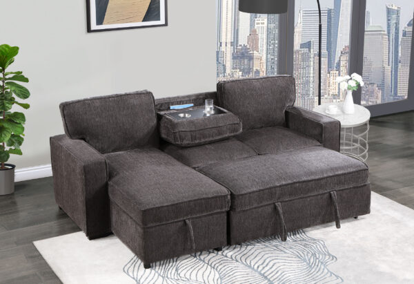 U0203 DARK GREY PULL OUT SOFA BED - Image 5