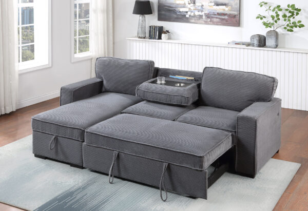 U0203 LIGHT GREY PULL OUT SOFA BED - Image 4