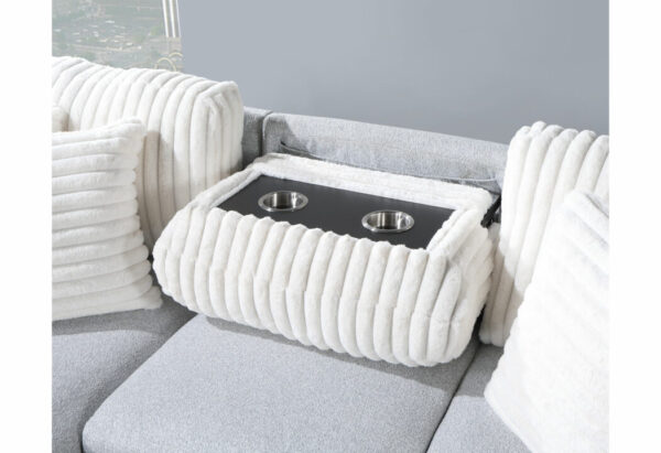 U0204-LT GREY/WHITE-PULL OUT SOFA BED - Image 8