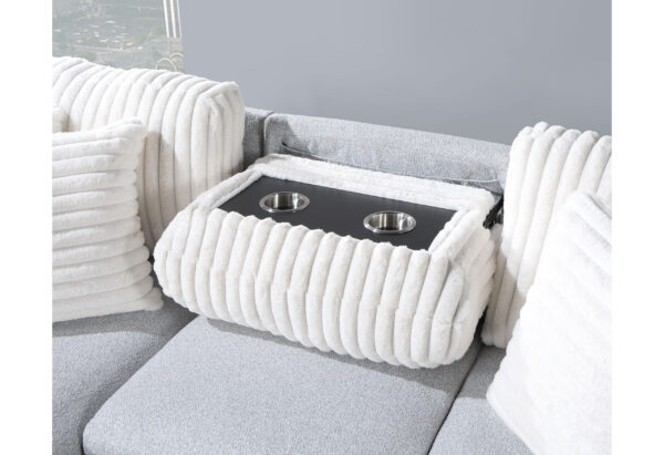 U0204-LT GREY/WHITE-PULL OUT SOFA BED - Image 9