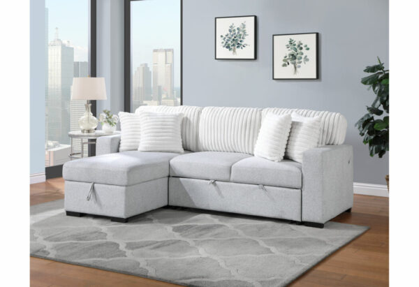 U0204-LT GREY/WHITE-PULL OUT SOFA BED
