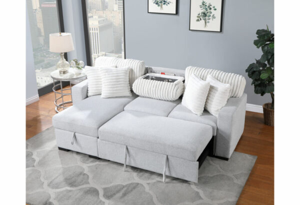 U0204-LT GREY/WHITE-PULL OUT SOFA BED - Image 3