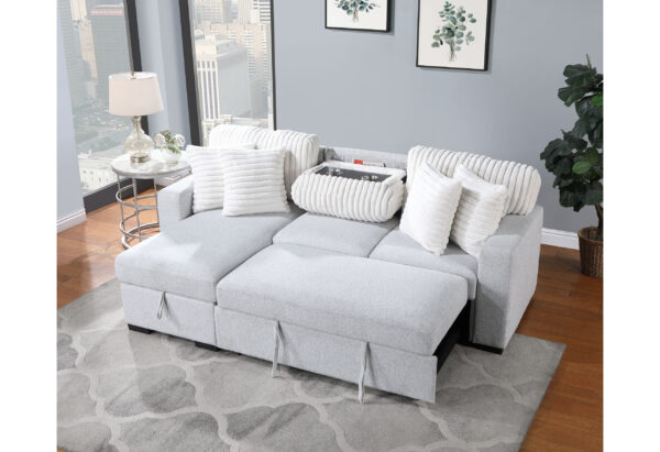 U0204-LT GREY/WHITE-PULL OUT SOFA BED - Image 4