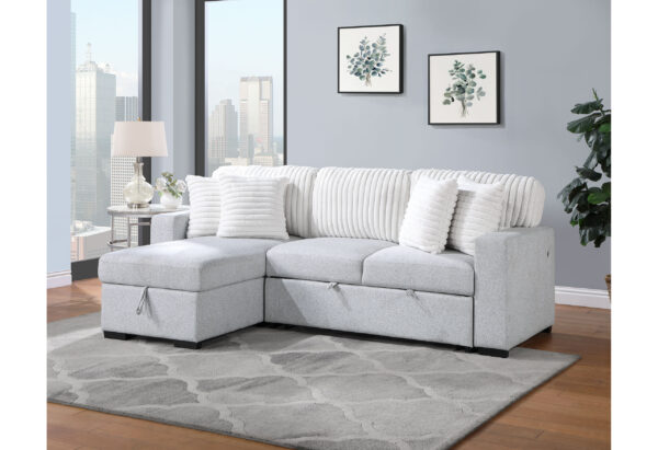 U0204-LT GREY/WHITE-PULL OUT SOFA BED - Image 2