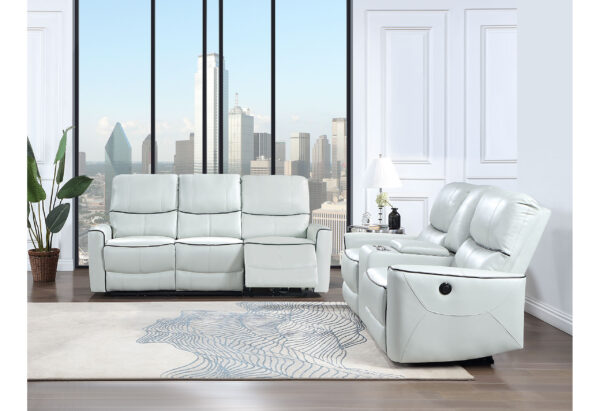 U1790 LIGHT GREY POWER RECLINING SOFA / POWER CONSOLE RECLINING LOVESEAT - Image 2