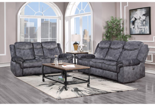 U2200 DOMINO GRANITE POWER RECLINING SOFA/POWER CONSOLE RECLINING LOVESEAT WITH POWER SWITCH - Image 4