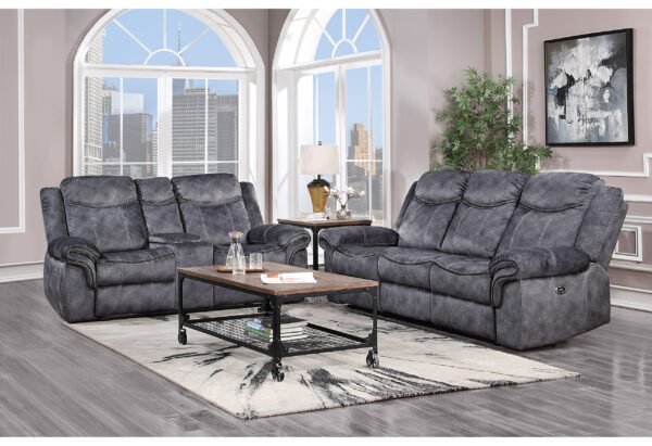 U2200 DOMINO GRANITE POWER RECLINING SOFA/POWER CONSOLE RECLINING LOVESEAT WITH POWER SWITCH - Image 3