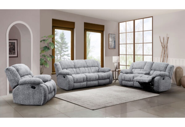 U250 GREY RECLINING SOFA/CONSOLE RECLINING LOVESEAT/GLIDER RECLINER - Image 3