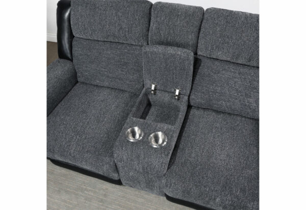 U5914 GREY/BLACK RECLINING SOFA/CONSOLE RECLINING LOVESEAT - Image 4