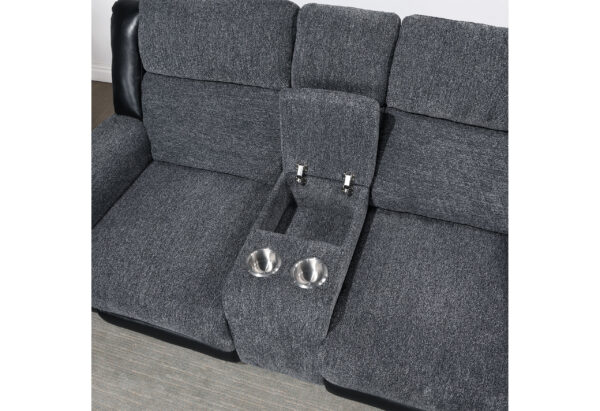 U5914 GREY/BLACK RECLINING SOFA/CONSOLE RECLINING LOVESEAT - Image 5